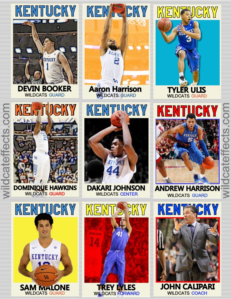 Custom 2015 KY Basketball cards Sheet 1 Wildcat Effects